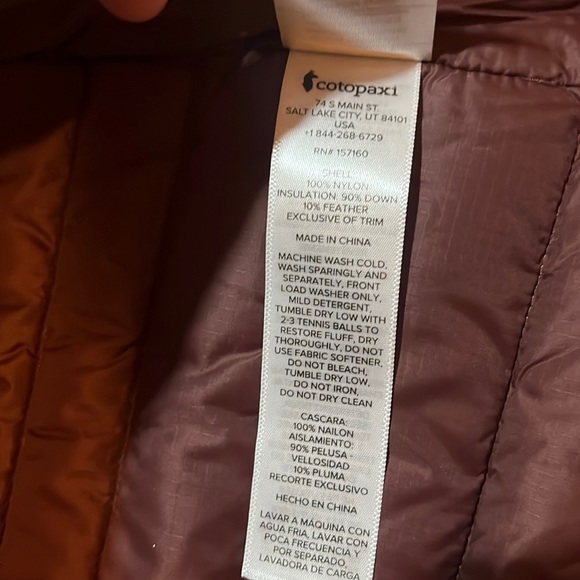Sold! Cotopaxi Fuego Down Hooded Jacket “Martime and chestnut” womens small NWT - Picture 8 of 13